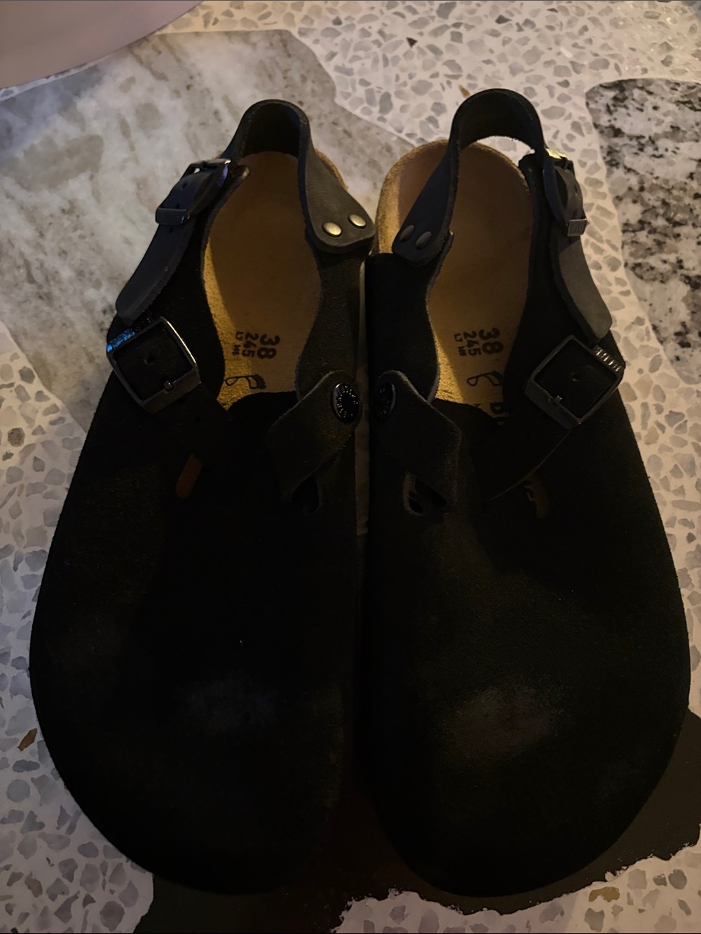 Birkenstock black suede tokio clog size 38 regular/wide width. NWOT.